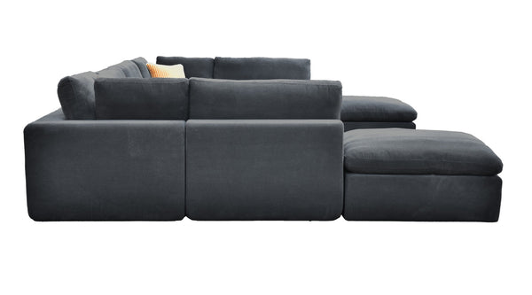 English Elm Coffee Bean Textured Upholstery Modular Sectional Low Profile Sofa with Toss Pillows Dark Gray B2748S00082