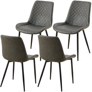 English Elm Dark Grey Set Of 4 Leathaire Dining Chairs - Stylish Mid-Century Armless Side Chairs For Any Space W1164P225818