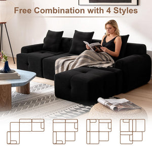 English Elm Sectional Cloud Sofa with Fuzzy Foam Cushions Deep Sink Comfort for Living Rooms W5385P446001