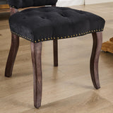 English Elm French Vintage Tufted Upholstered Fabric Dining Chair,Set Of 2,Black,Sw1869Bk