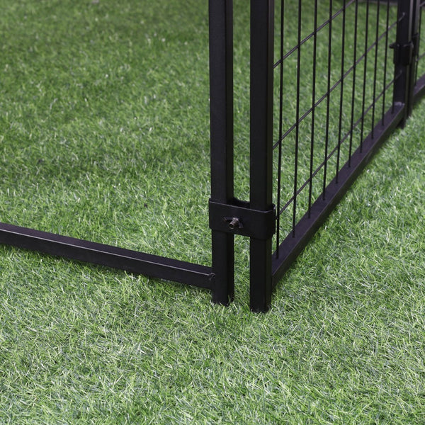 English Elm Pawhut Walk-in Steel Wire Dog Kennel Outdoor Enclosure with Uv Canopy Cover W2225P173781