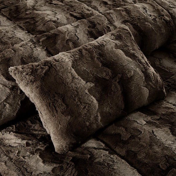 JLA Home Madison Park - 4PC Faux Fur Comforter Set - Ultra-Soft Reversible Faux Mink Luxury, Hypoallergenic, OEKO‑TEX Certified Elegance Brown MP10-3074