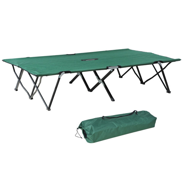 English Elm Outsunny 2-Person Extra Wide Folding Camping Cot - Portable Elevated Bed For Outdoors & Travel W2225P217033-GIGA