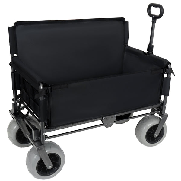 English Elm 3-in-1 Convertible Folding Utility Wagon with Bench Seat All Terrain Heavy Duty Black W2932P354211