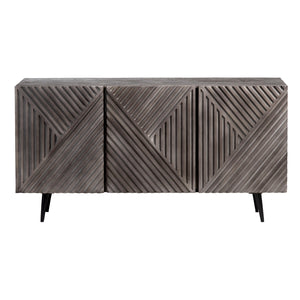 Crestview Collection Transitional Gray Sideboard - Modern Mango Wood Tv Stand With Geometric Doors And Storage Solutions Gray Solid Wood Cvfnr4401