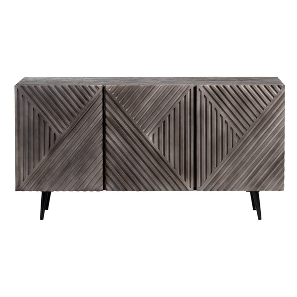 Crestview Collection Transitional Gray Sideboard - Modern Mango Wood Tv Stand With Geometric Doors And Storage Solutions Gray Solid Wood Cvfnr4401