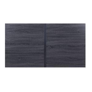 English Elm Grey Grey Oak and Black Rectangular Dining Table with Metal Inset, Sled Base, Sturdy Crossbars, Modern Elegance B062P186433