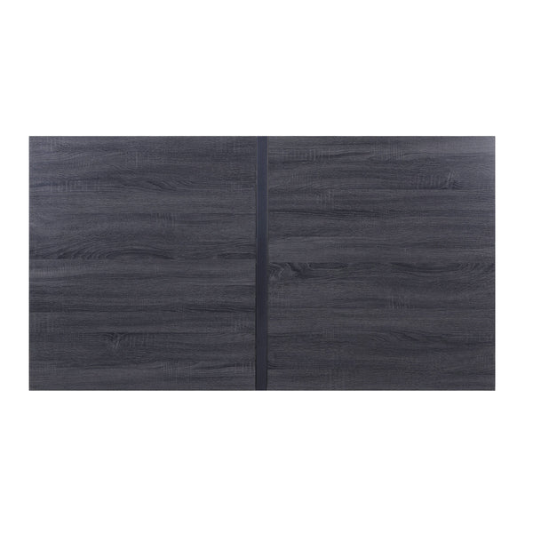 English Elm Grey Grey Oak and Black Rectangular Dining Table with Metal Inset, Sled Base, Sturdy Crossbars, Modern Elegance B062P186433