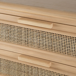 English Elm 29X18X46" Coastal-Inspired Tall Chest With Cane Drawers - Mid-Century Modern Storage Solution For Home W2078P179286