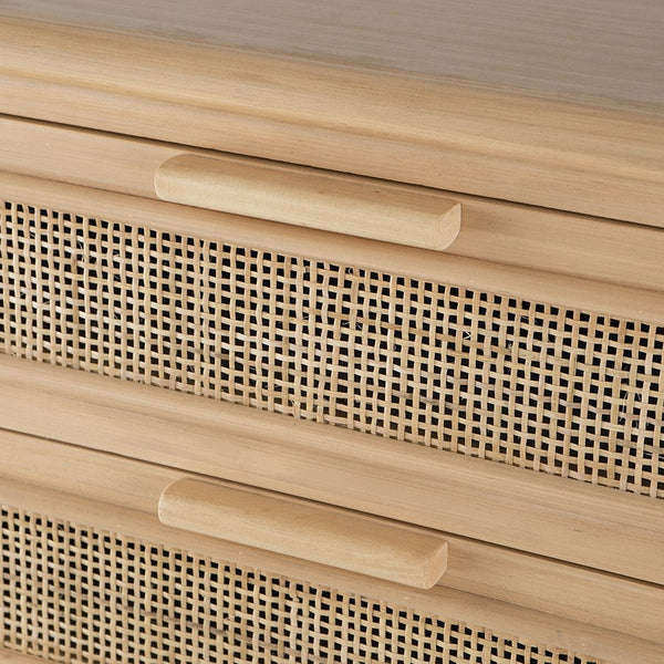 English Elm 29X18X46" Coastal-Inspired Tall Chest With Cane Drawers - Mid-Century Modern Storage Solution For Home W2078P179286