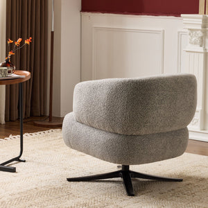 English Elm Cuddle-style linen swivel chair with 360° rotation, wrap-around cradle design for cozy compact spaces Antique Grey W3248P354261