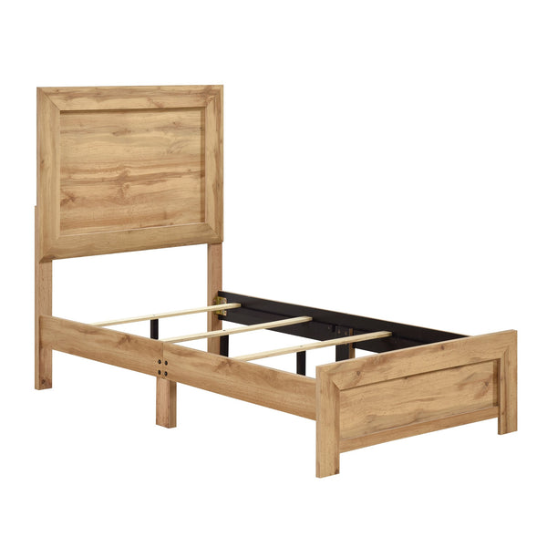 English Elm Natural Rustic Queen Bed Frame with Durable Melamine Finish, Easy Assembly Bed-in-a-Box, Modern Retreat Natural 45.5 L x 33.5 W x 6.5 H B011P365548