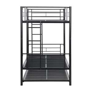 English Elm Twin Twin Over Twin Metal Bunk Bed with Trundle Black - Space-Saving, Sturdy Steel Frame, Quiet Stairs W2297P293753
