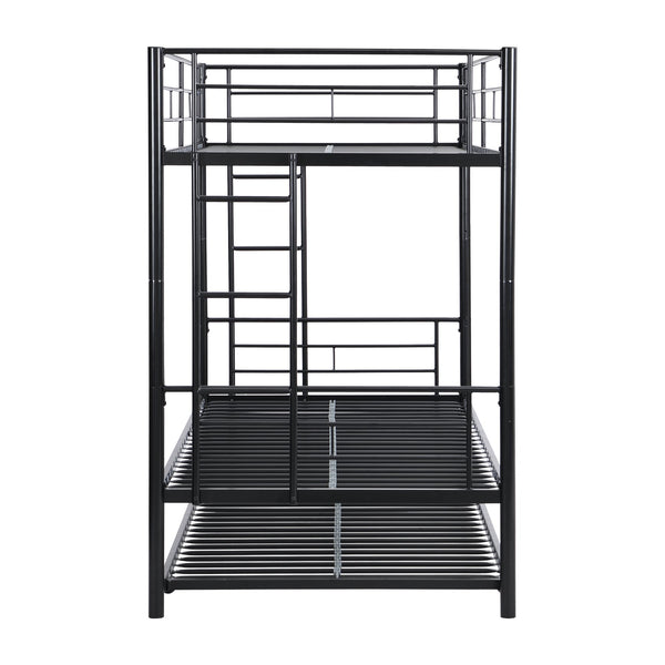 English Elm Twin Twin Over Twin Metal Bunk Bed with Trundle Black - Space-Saving, Sturdy Steel Frame, Quiet Stairs W2297P293753