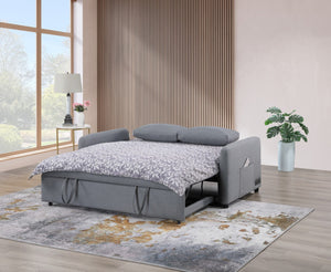 English Elm Ravenna Linen Sleeper Sofa with Built-in Charging Station Tufted Cushions Guest Bed B2749P413197