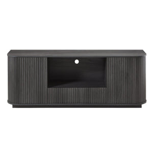 English Elm 64-Inch Wavy Tv Stand - Modern Rounded Cabinet With Push-To-Open Doors For Stylish Storage Solutions W1162P309020