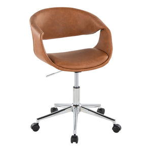 English Elm Task Chair with Chrome Five Star Base Grey Fabric Seat for Modern Home Office Use Camel,Chrome B202P474182