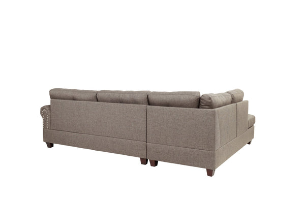 English Elm Contemporary Three Piece Sectional Sofa Set with Nailhead Trim and Storage Ottoman B011S01053
