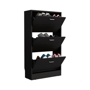 English Elm Inola High Pull Down Shoe Rack — Slim Triple-Tier Entryway Organizer in Black Wenge, Scratch-Resistant Finish B070P337147