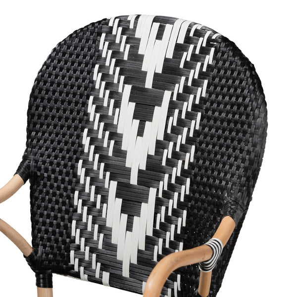 English Elm Modern Rattan Bistro Arm Chair with Hand Woven Synthetic Seat for Dining Rooms B2750P467644