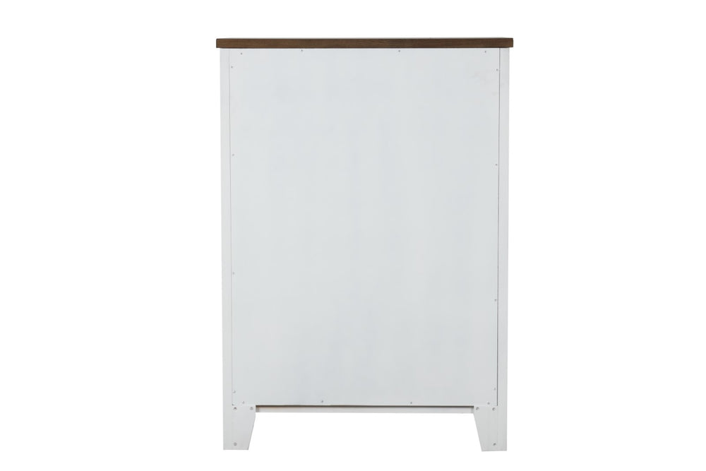 English Elm Modern Farmhouse Two-Tone 8-Drawer Chest 34"W x17"D x48"H White & Dark Brown, Dovetail Drawers, Nickel Hardware B2741P370381