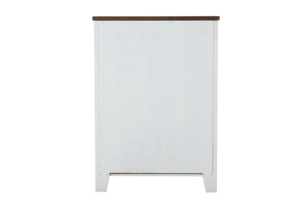 English Elm Modern Farmhouse Two-Tone 8-Drawer Chest 34"W x17"D x48"H White & Dark Brown, Dovetail Drawers, Nickel Hardware B2741P370381