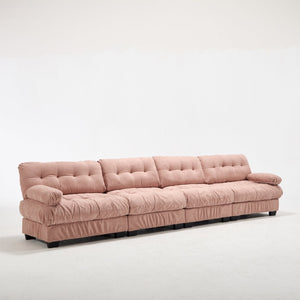 English Elm Modular Cloud Sectional Sofa Flannelette Upholstered Deep Seat with Plush Round Armrests Pink W2120S00044