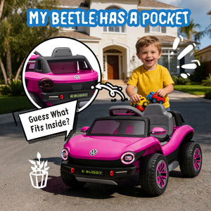 English Elm 12v Licensed Volkswagen Beetle Ride on Car with Remote Control and Suspension for Kids Pink W1578P416240