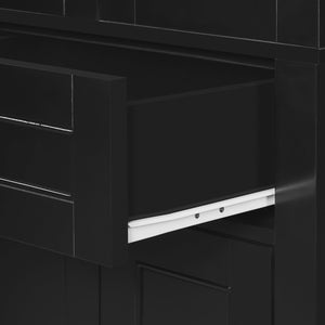 English Elm 67.2" Tall Bathroom Storage Cabinet with Tempered Glass Doors, Adjustable Shelves, Soft-Close Hinges and Anti-Tip Safety Black N729P310006B