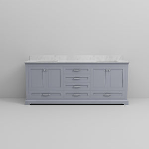 English Elm Dark Grey Double Bath Vanity 80" W X 22" D With Elegant Carrara Marble Top & Ample Storage Options B2731P258267