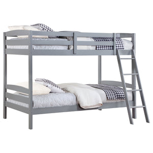 English Elm Kerr Grey Twin Over Twin Bunk Bed with Slatted Headboards, Space-Saving Sturdy Wood Design for Rooms B062P358471