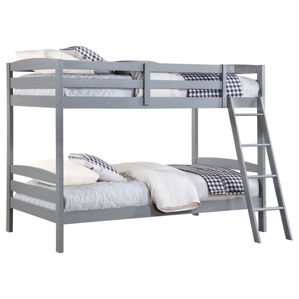 English Elm Kerr Grey Twin Over Twin Bunk Bed with Slatted Headboards, Space-Saving Sturdy Wood Design for Rooms B062P358471