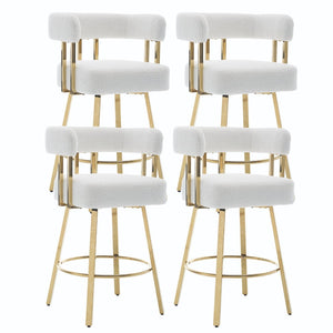 English Elm Ts Teddy Fleece Accent Chair Set of Two with Gold Square Legs for Glam Modern Spaces White W2311P412751