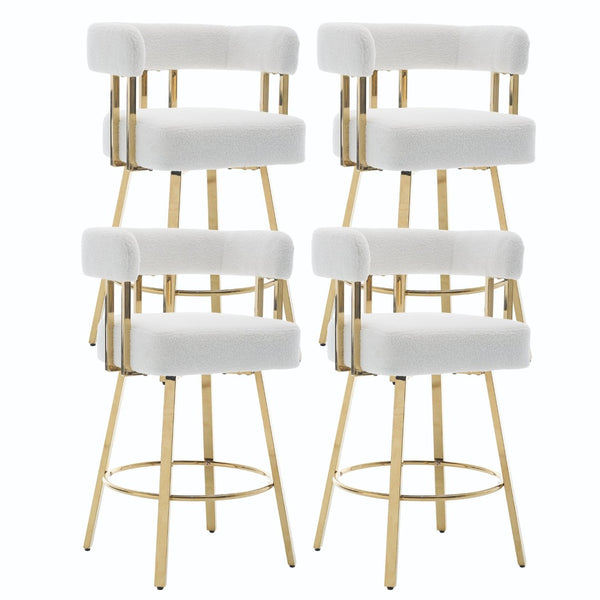 English Elm Ts Teddy Fleece Accent Chair Set of Two with Gold Square Legs for Glam Modern Spaces White W2311P412751
