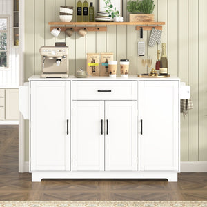 English Elm U_style Contemporary Buffet Cabinet Melamine Mdf Dining Room Storage with Adjustable Shelves White N711P437643K