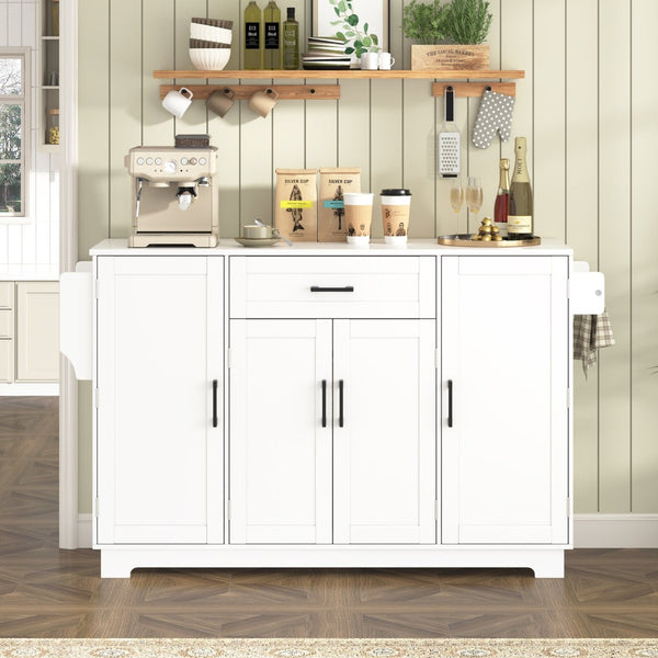 English Elm U_style Contemporary Buffet Cabinet Melamine Mdf Dining Room Storage with Adjustable Shelves White N711P437643K