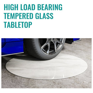 English Elm 28"inch Round Tempered Glass Tabletop Marble Print Polished Edge Indoor Outdoor Gray W241P361471
