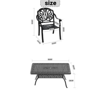 English Elm 5-Piece Cast Aluminum Patio Furniture Set With Brown Cushions, Umbrella Hole, Stacking Chairs W1710S00145