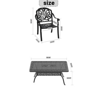 English Elm 7-piece Cast Aluminum Outdoor Dining Set with Floral Carved Detail and Brown Cushions W1710S00582