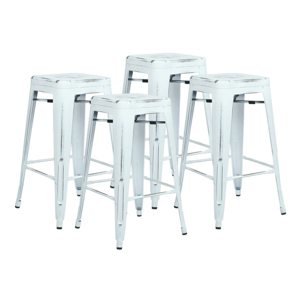 OSP Home Furnishings Bristow 26" Antique Metal Barstools Antique White