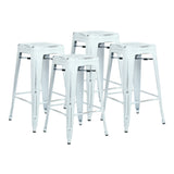 OSP Home Furnishings Bristow 26" Antique Metal Barstools Antique White