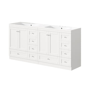 English Elm 72-inch Shaker Double Sink Freestanding Vanity with Resin Basins and Soft Close Storage N729P000010K-2