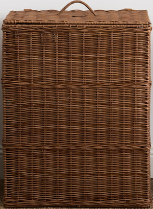 English Elm Joseph Resin Wicker Laundry Hamper Rectangular Open Weave Airflow Bathroom Storage B2765P481179