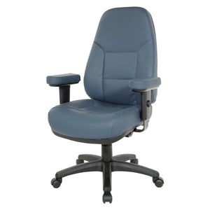 OSP Home Furnishings Professional High Back Ergonomic Office Chair with Lumbar Support and Padded Adjustable Arms Blue EC4300-R105