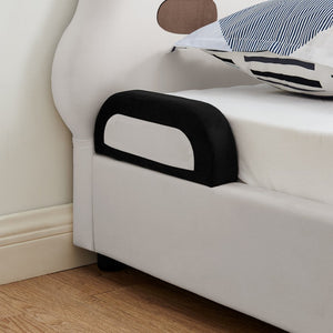 English Elm Twin Panda Shaped Velvet Kids Bed Solid Wood Frame with Padded Safety Bumpers W1413P384935