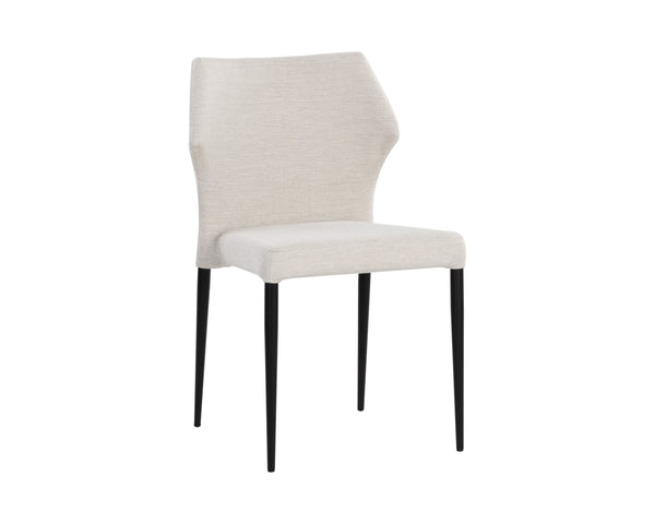 Sunpan James Stackable Dining Chair Set of 2 - Stylish Faux Leather with Unique Backrest Design, Modern Charm City Beige