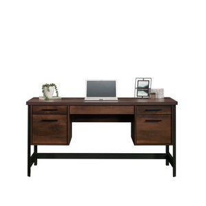 English Elm Computer Desk with Flip-Down Panel and Slide-Out Keyboard Tray, Built-In CPU Storage, Compact Durable Design Brown B356P367788
