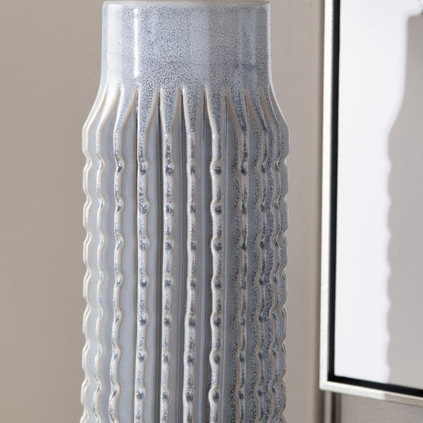 Crestview Collection 30.5"H Striking Cobalt Blue Ceramic Table Lamp Set With Crystal Base And Elegant Drum Shade   Cvap3262c