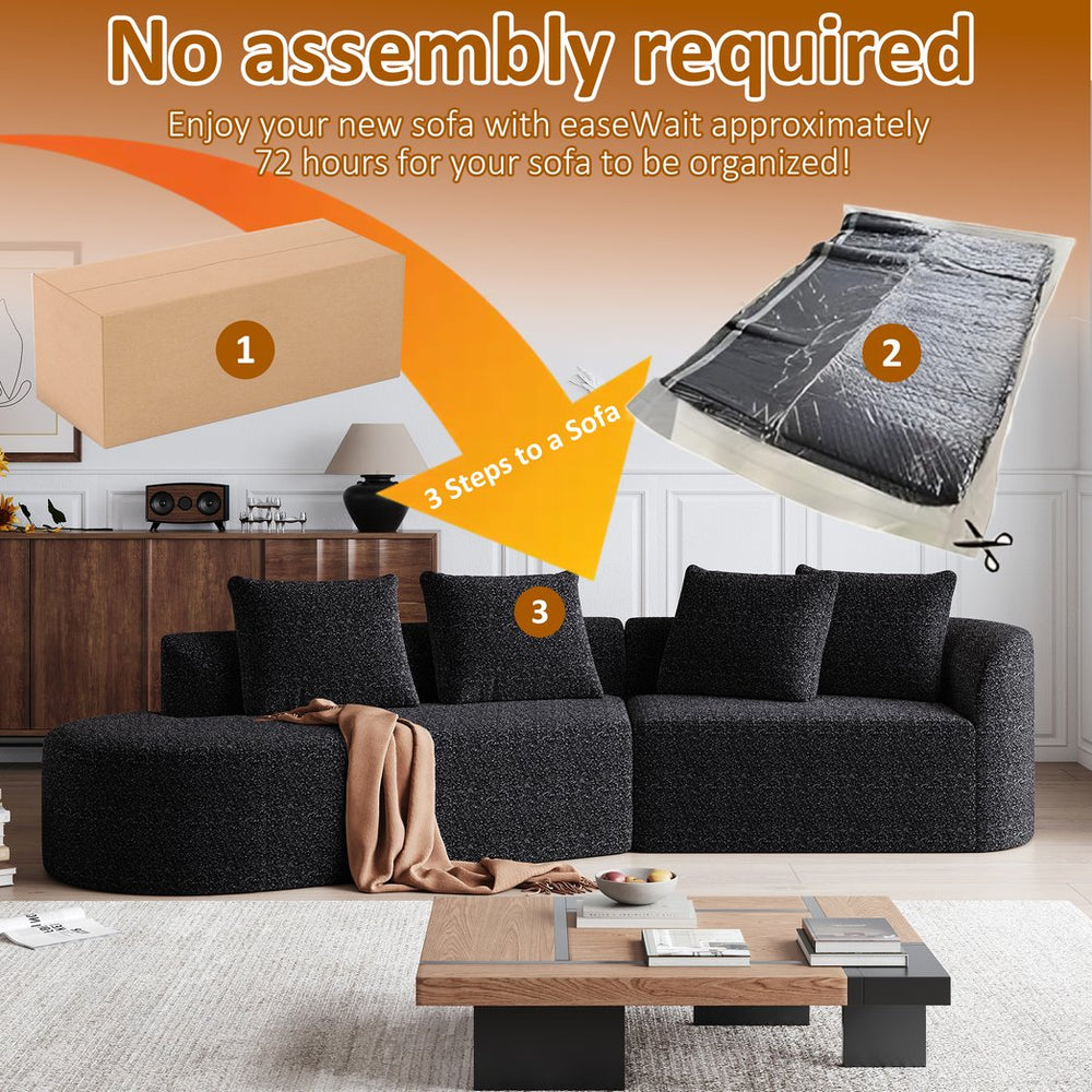 English Elm Modern Oversized Chenille Sectional Sofa - 112-Inch Curved Cloud Couch With 4 Pillows For Cozy Living W834P323319