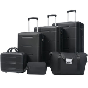 English Elm 6 Piece Hardshell Abs Travel Set with Spinner Wheels Combination Lock and Toiletry Bag N732P391465B